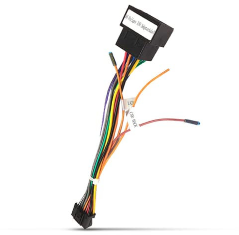 Cavo 16 Pin Adattatore ISO Cavo Connettore 16 Poli Standard ISO Adattatore per Android Autoradio Universale, con Linee di Controllo del Volante e Linea di Controllo Inverso, Adattatore Cavo 16 Poli