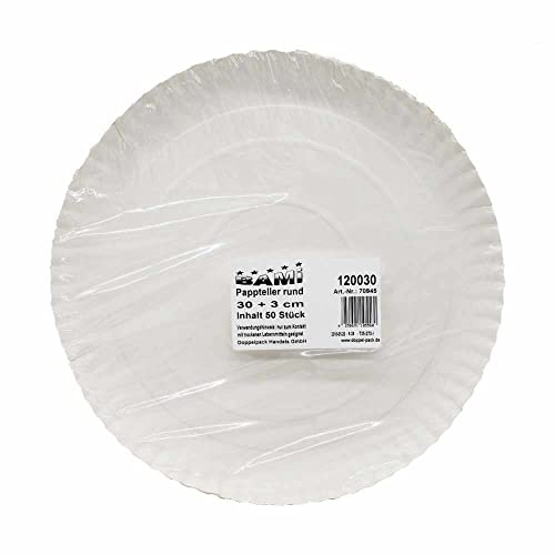 BAMI Pappteller | Einwegteller | rund, weiß, 30 cm | 200 Stück