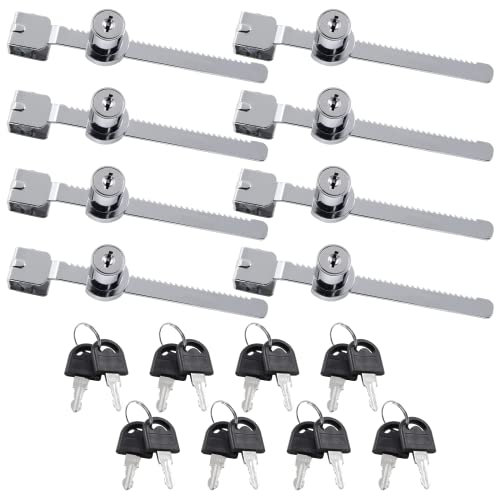 BokWin 2 serrature scorrevoli in vetro a cricchetto per vetrine, vetrine, vetrine, con finitura cromata, sicurezza (chiave uguale)