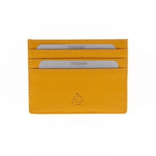 Adapell Porta carte di credito in pelle - Portafoglio unisex in vera pelle - Capacità fino a 8 carte, Mostarda, Talla única