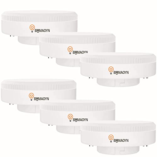 BHMAOYN GX53 LED Reflektorlampe 9W Kaltweiß 6000K mit 800lm Ersatz für 20W CFL,180° Abstrahlwinkel,GX53 LED Leuchtmittel,Einbaustrahler GX53 LED Disc für Schranklampe,6er Pack