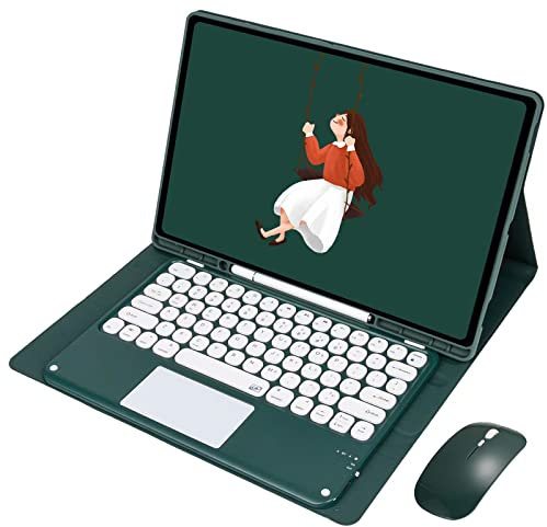 MG REAL Funda con Teclado para Samsung Galaxy Tab A7 10.4 Pulgadas 2020(SM-T500/T505/T507),Teclado BT inalámbrico Desmontable con touchpad, Funda Protectora de TPU Suave,Verde