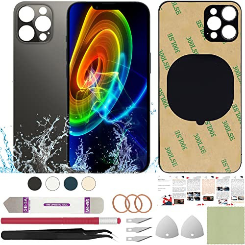 ReuWeu Back Glass Cover Replacement Compatible with iPhone 12 Pro 6.1 + Professional Tools (Graphite)