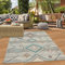 In- & Outdoor Teppich für Terrasse oder Wohnzimmer mit Rautenmuster Creme-grün, 120 x 170 cm