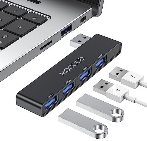 MOGOOD Hub 3.0 de Datos Ultrafinos - Estación de Adaptadores USB Expandedor de Puertos Múltiples para Computadoras Portátiles, Ratón y Teclado