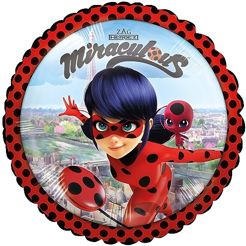 Amscan - Miraculous 3779275 Party-Ballon, rund, Standard, Aluminium, 3779275
