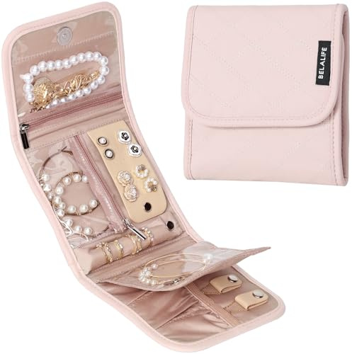BELALIFE Travel Jewelry Case, Jewelry Organizer Roll for Accessories