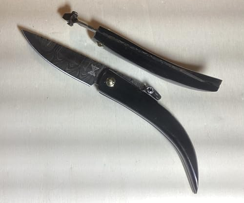 Gamsjaga Coltello tascabile damascato GJ12 corno di bufalo d'acqua