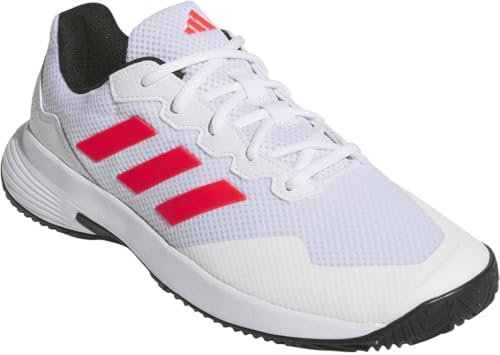adidas Herren Gamecourt 2.0 Tennis Shoes Tennisschuhe, FTWR White/Lucid red/core Black, 38 2/3 EU