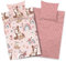 Aminata kids Bettwäsche 135x200 Baumwolle Kinder Mädchen REH-Kitz Waldtiere Tier-Motiv mit Regenbogen rosa braun YKK Reißverschluss