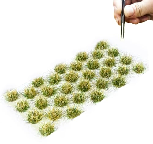 RHQFDM 32 Pflanzen Modellbau Gras Static Grass Tufts Statische Grasbüschel Modellbau Miniatur Deko Modellbau FüR DIY Eisenbahn Zug Landschaft Kunstrasen Miniatur Gras Deko(Wintergras Cluster)