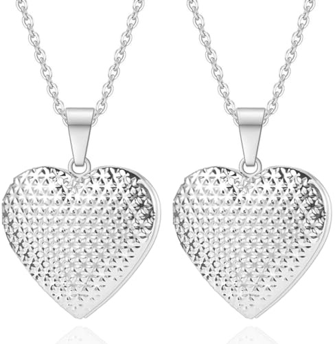 Kawailay 2 Stücke Öffnen Medaillon Halskette Bilder Foto Anhänger Kette Edelstahl Amulett Halskette für Frauen