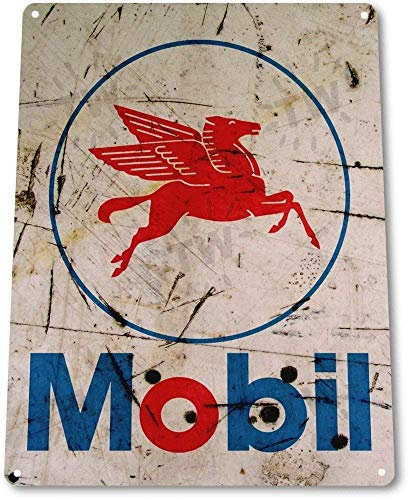 Targa in latta con logo Mobil Rust Auto Grease Art Gas Oil Garage Station Pump Vintage Targa in latta 19,8 x 30 cm (lunghezza x larghezza)