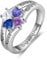 Amsgedhie Damenring mit Gravur 925 Sterling Silber Personalisierter Ring mit Edelstein und Name, Herz Zirkonia, Damenschmuck, Überraschungsgeschenk (Silber)