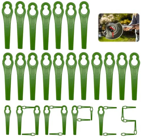 Rasentrimmer Messer, 100 Stück Ersatzmesser Rasentrimmer, Rasentrimmer Zubehör Ersatzklingen Kunststoffmesser Set für Akku Rasentrimmer Einhell (100PCS-Grün)