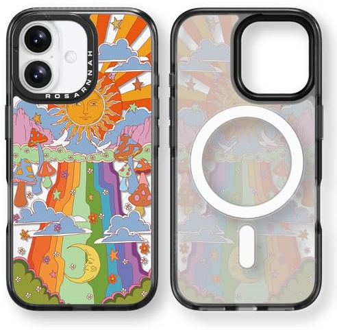 Rosarnnah Kompatibel mit iPhone 16 Hülle für Magsafe – Pilz Schwarz Cover Design – niedliche Ästhetik Handyhülle für iPhone 16 6.1