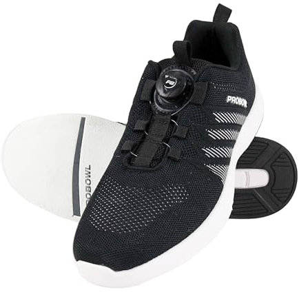 EMAX Pro Bowl Supro Bowling Shoes Men Women Adults Bowling Shoe with Fit-Go Lacing System, black white, 7.5 UK