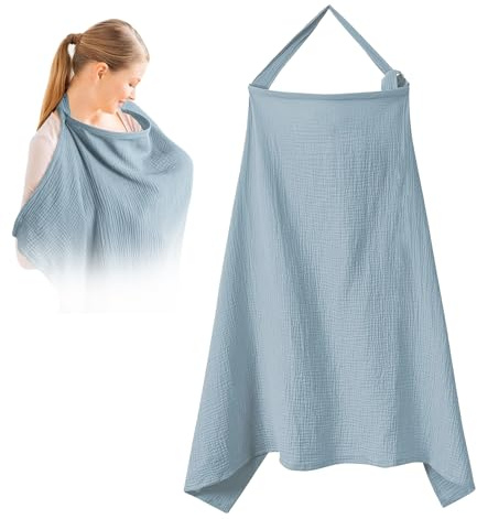 Toallita de lactancia, toalla de lactancia para viajes, suave y transpirable, para lactancia, funda de muselina para bebés, cubierta para enfermería, para viajes (azul)
