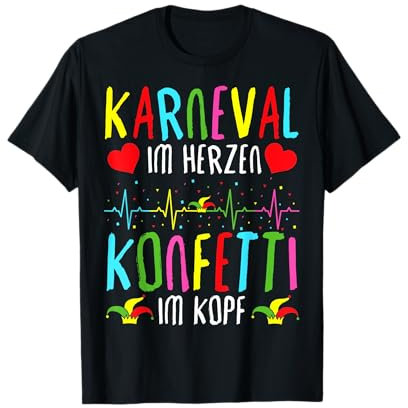 Kostüm Fasching Karneval im Herzen Herzschlag Konfetti T-Shirt