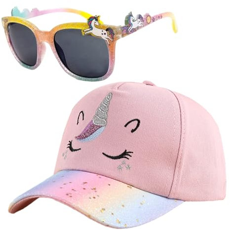 Matreeglam Cappellino da baseball con unicorno regolabile, berretto da baseball con unicorno rosa bianco con occhiali da sole, berretti per bambini per sport all'aria aperta estivi, rosa, Taglia unica