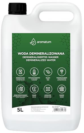 Aromatum Destilliertes Wasser 5L – Mineralfreies Wasser für Batterien, Dampfbügeleisen, Luftbefeuchter, Kosmetik, Industrie & Labor