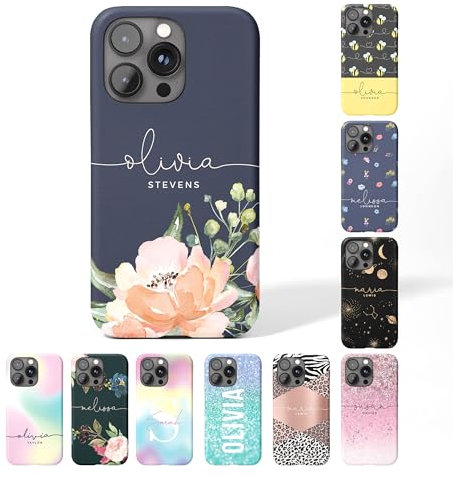 Tirita Personalised Phone Case for iPhone SE 2020 & SE 2022 – Hard Case or Cover With Custom Name or Initials – Cute Personalised Gift for Women or Girls [17. Floral Pink English Roses]