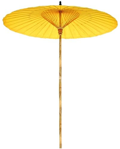 CFLNHMSY 240cm/8ft Garden Outdoor Parasol, Beach Patio Garden Hawaii Parasol, Handmade Classical Umbrella, Round Beach & Balcony Umbrella,(Yellow)
