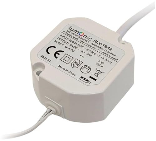 Lumonic I LED Unterputz Netzteil RLV-12-12 I 12V 12W I Input 220-230VAC I flimmerfrei & wasserdicht I Überlastschutz I kompaktes LED-Netzteil I für LED-Beleuchtung & Smart-Home | Doorbell