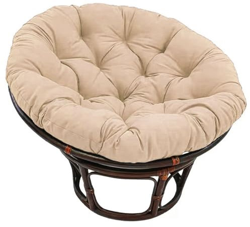 FYCYGG Papasan Sessel im Rattan Runden Stuhl Kissen: für Gartenmöbel Balkon Terrasse Wohnzimmer(Khaki,130cmx130cm)