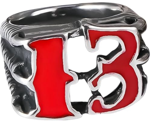 Jpltlvy Edelstahl Herren Ring Drip Enamel Nummer 13 Gothic Design Alternativer Schmuck Unregelmäßige Textur Geschenk für Ihn