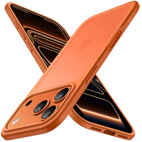 JETech Matte Case ONLY for iPhone 17 Pro Max 6.9-Inch, Shockproof Military Grade Drop Protection, Frosted Translucent Back Minimalist Phone Cover, Anti-Fingerprint (Orange)