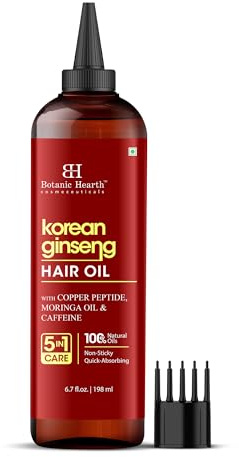 Botanic Hearth Korean Ginseng Hair Oil 198 ml | Scalp Treatment for Hair Loss, Dry & Frizzy Hair Repair | Deep Nourishing Oil for Damaged Hair | 100% Natural and Vegan