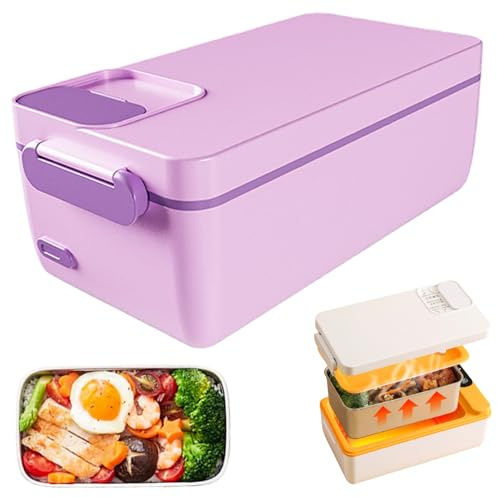 Lunch Box riscaldato Portapranzo elettrico ricaricabile senza fili con contenitore in acciaio inossidabile da 1 litro con guarnizione autoriscaldante Scaldavivande portatile per campeggio in uffic.