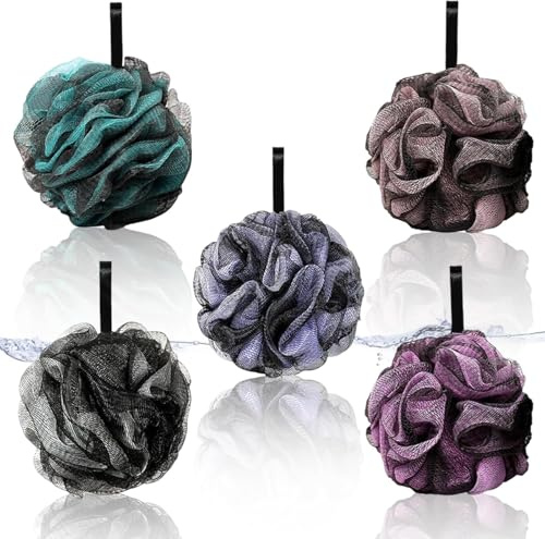6 Pièces Boule de Bain en Maille Éponge, Fleur de Douche Aux Belles Couleur | Maille Moussante Fleur de Douche Lavable, Fleur de Douche Lavable pour Femmes Hommes Exfolier La Peau Nettoyer