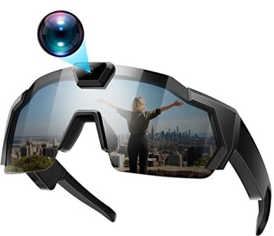 FROVOL Gafas de béisbol 4K con cámara inteligente para hombres y mujeres, gafas de sol con cámaras
