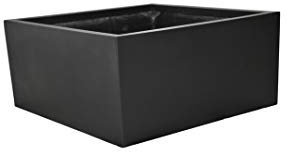 halbhoher Pflanzkübel Mezzo aus Fiberglas in schwarz-anthrazit - Größe (LxBxH): 80x80x50 cm, Blumenkübel, Pflanztrog