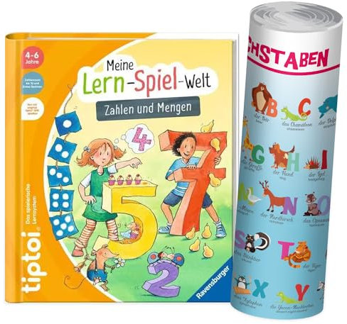 Ravensburger tiptoi Livre à partir de 4 ans Premier énumérés - Mon aventure jeu d'apprentissage + ABC Lettrage affiche de l’apprentissage Avec Des Animaux