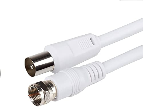CABLEPELADO Cable Antena-satelite | Cable TV Sat 75 Ohm | Conector coaxial Macho a Tipo F Macho | para Satélite Freesat Sky Virgin BT TV HDTV DVB DVD Radio/Coax de Antena TV | Blanco | 1.50 Metros
