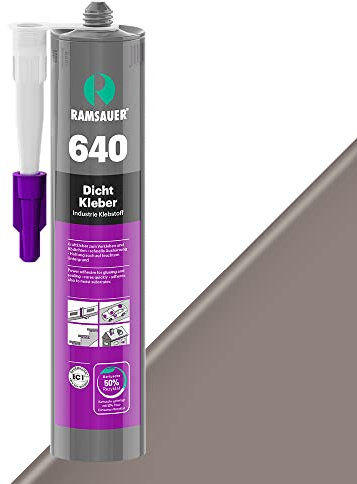 RAMSAUER 640 Dicht Kleber - 460g Kartusche, Kleben & Abdichten von statischen und vibrierenden Konstruktionen, Karosseriebau, Bootsbau, Klimatechnik, Fugen Bodenbereich, rasche Aushärtung (Grau)