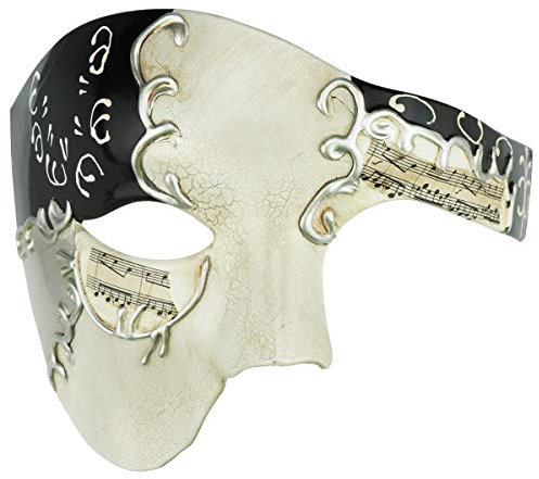 Thmyo Das Phantom der Venezianischen Karnevals-Maskerade-Maske des Vintagen Entwurfs-halber Gesichts-Männer (Beige & Schwarz 3