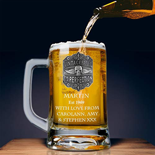 De Walden Men’s 50th Birthday Pewter Vintage Feature Pint Glass Tankard 50 Fifty Gift Idea