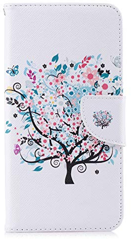 Thoankj Samsung Galaxy A51 Case Shockproof Slim PU Leather Flip Pouch Wallet Phone Silicone Cover with Magnetic Stand Card Holder Slot Protective Smartphone Cases for Samsung Galaxy A51 Flower Tree