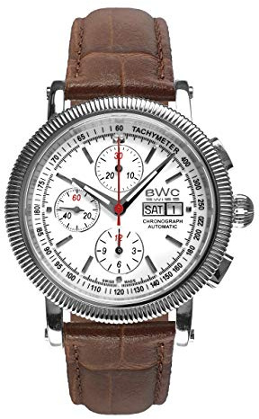BWC Swiss Herren Uhr Chronograph Automatik mit Leder Armband 207715009
