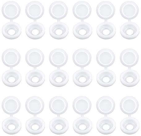 INCREWAY Schraubenabdeckungen, 100 Stück, weiße Kunststoff-Schraubkappen, Scharnier-Kappen, Gummi-Staubreiniger, Flip-Tops mit Aufbewahrungsbox, weiß