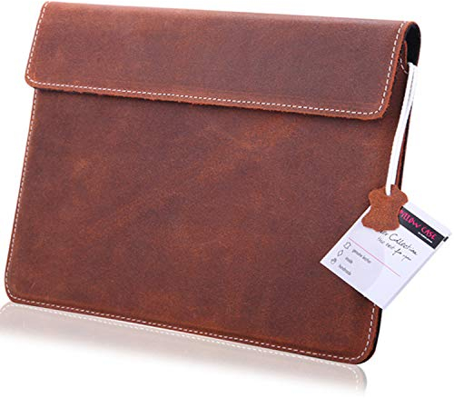 MOELECTRONIX ECHT Leder Tablet Hülle passend für Microsoft Surface Pro 7 12.3 Zoll | Schutz Tasche Lederhülle Slim Tab mit Magnetverschluss | XL BRAUN