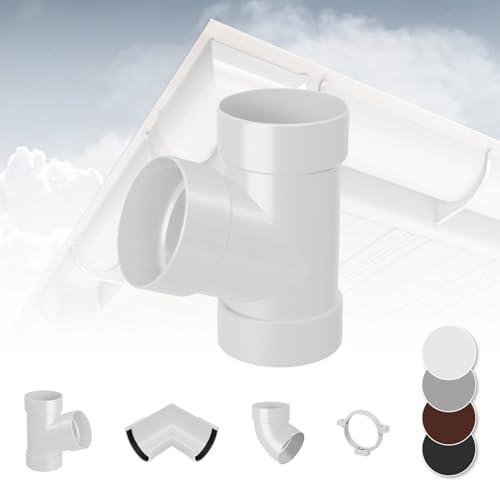 RAINWAY S Regenrinnen System (Rohrabzweig 67° weiß) - PVC-U Kunststoff in 4 Farben, für Dachflächen < 100m² empfohlen, Abzweig Rohrbogen Zubehör