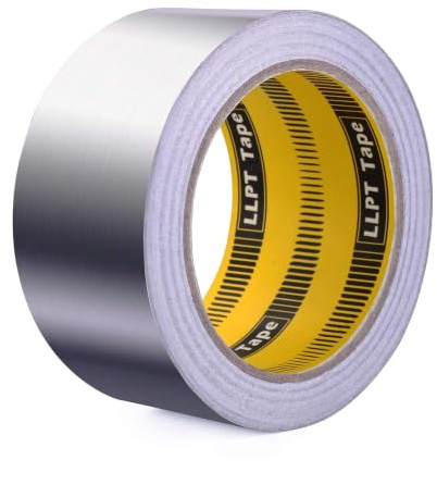 LLPT Aluminum Foil Tape 50mm x 15m x 0.15mm Silver | High Temp Heavy Duty Adhesive, HVAC Sealing Hot Cold Air Duct Tape for Pipe Metal Repair