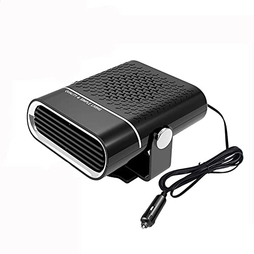 Riloer Calentador de Coche de 12 V 120 W, Desempañado y Descongelado Giratorio de 360 ° con Toma de Mechero para Ventilador de Coche Eléctrico, Negro