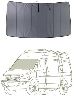 VanEssential Insulated Stealth Blackout Window Cover Designed for Mercedes-Benz NCV3 & VS30 (Van Years 2007 to Current), Front Windshield, Charcoal Gray