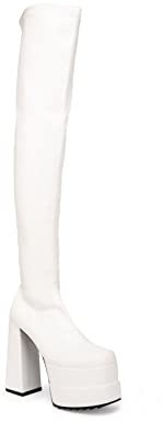 LAMODA Fantasies, Stivali sopra Il Ginocchio Donna, Poliuretano Bianco, 37 EU